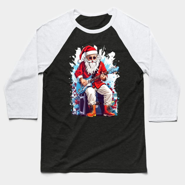 Santa Claus playing an electric guitar Baseball T-Shirt by ghazistore